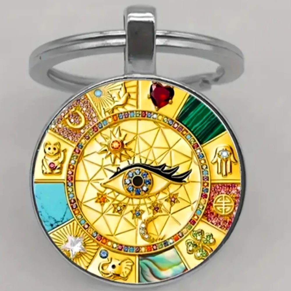 1pc Amulet Magical Lucky Symbols Keychain Metal Purse Bag Backpack Charm 🧿